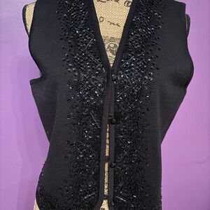 Elegant Black Beaded Women's Vest